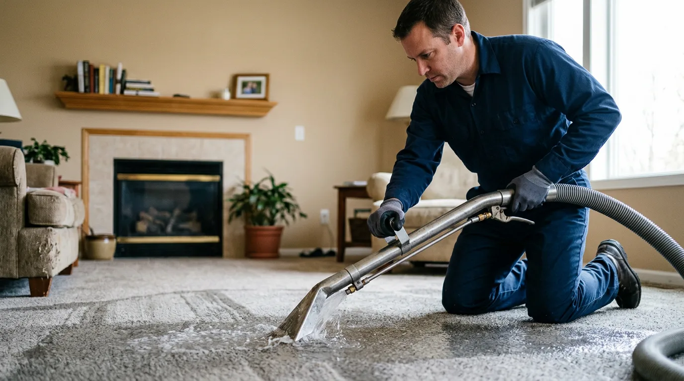 Water damage restoration technician working near Bowling Green, IN